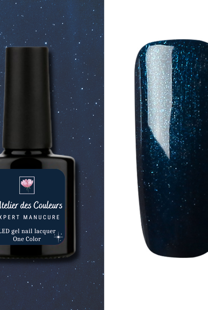 Constellation - Vernis semi permanent naturel bleu noir pailleté