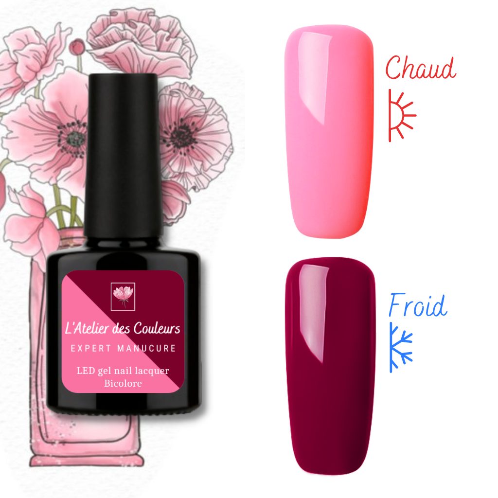 Eau de Rose - Vernis semi permanent rose et bordeaux – vernis qui change de couleur