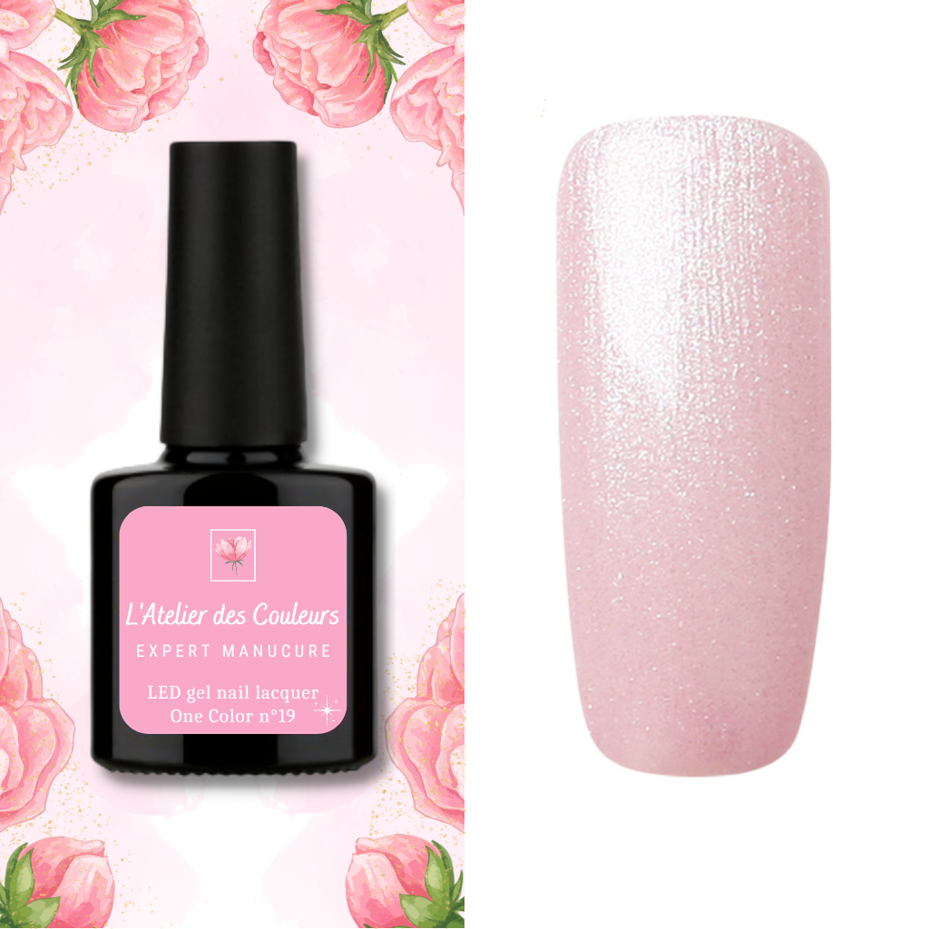 Aquarelle Scintillante - Vernis semi permanent naturel rose pailleté