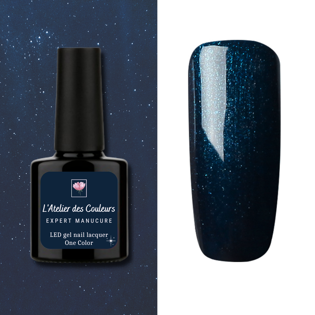 Constellation - Vernis semi permanent naturel bleu noir pailleté