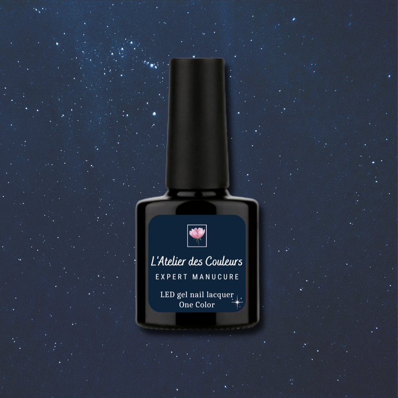 Constellation - Vernis semi permanent naturel bleu noir pailleté